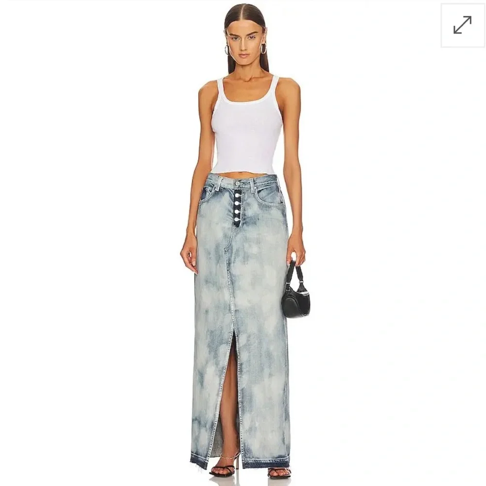 GRLFRND Bianca Reconstructed Split Hem Maxi Jean Skirt in Marble Hill - Picture 2 of 16